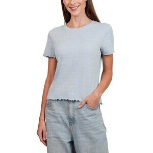 NEW Kersh Women's M Short Sleeve Ruffle Top Light Blue